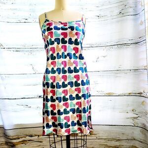 Emma Jordan women multi-color hearts nightshirt long chemise slip nightgown NWT